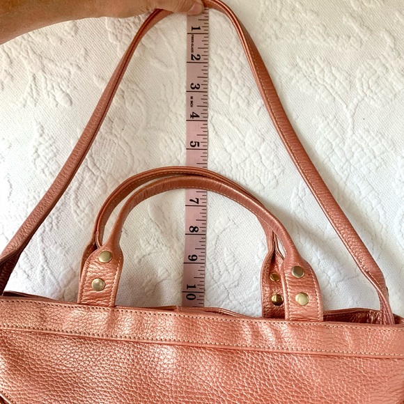 Botkier Metallic Leather Trigger Satchel Shoulder Bag Salmon Pink - Picture 15 of 16
